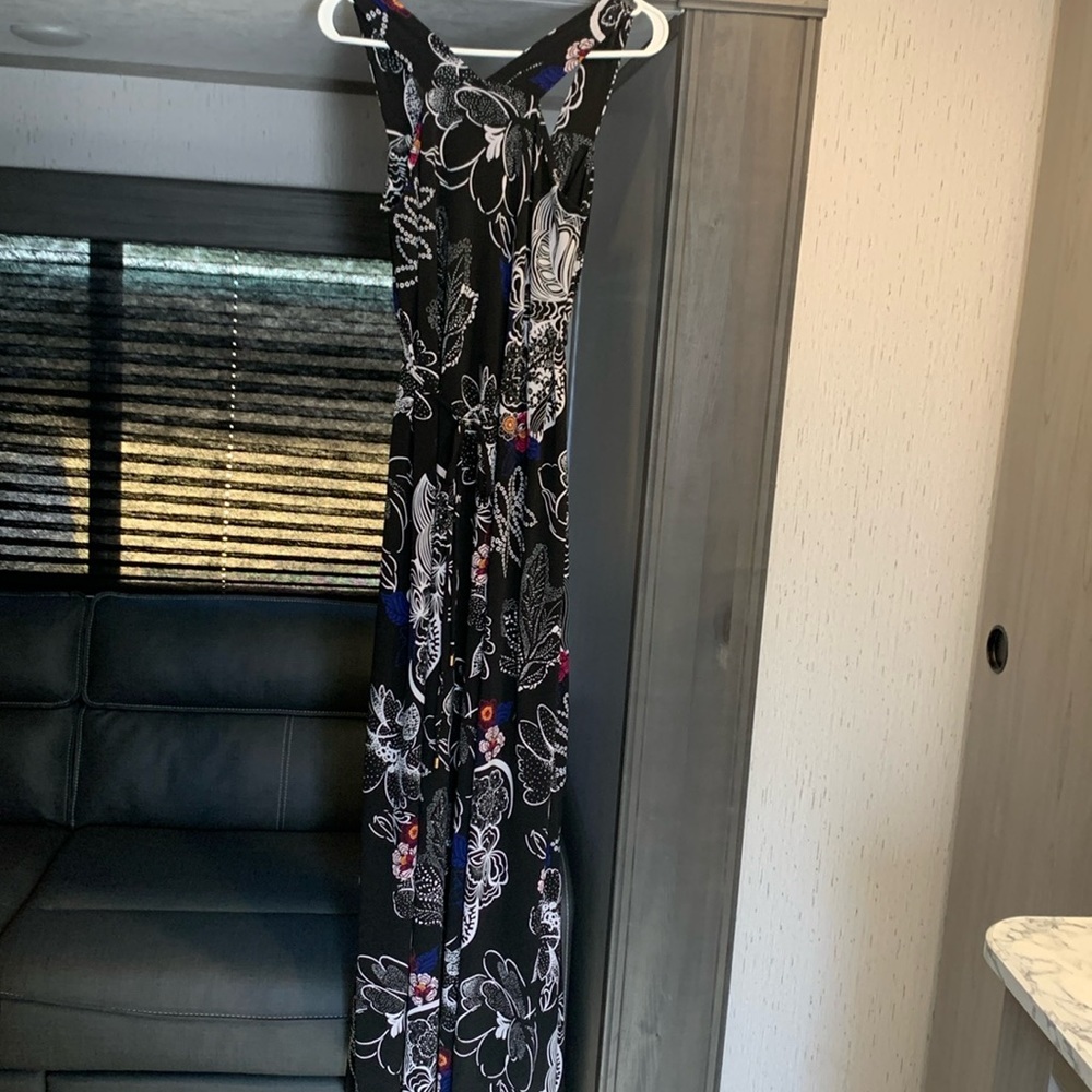 Motherhood Maternity Black Floral Pop Of Color Small Maxi Dress - Picture 11 of 13